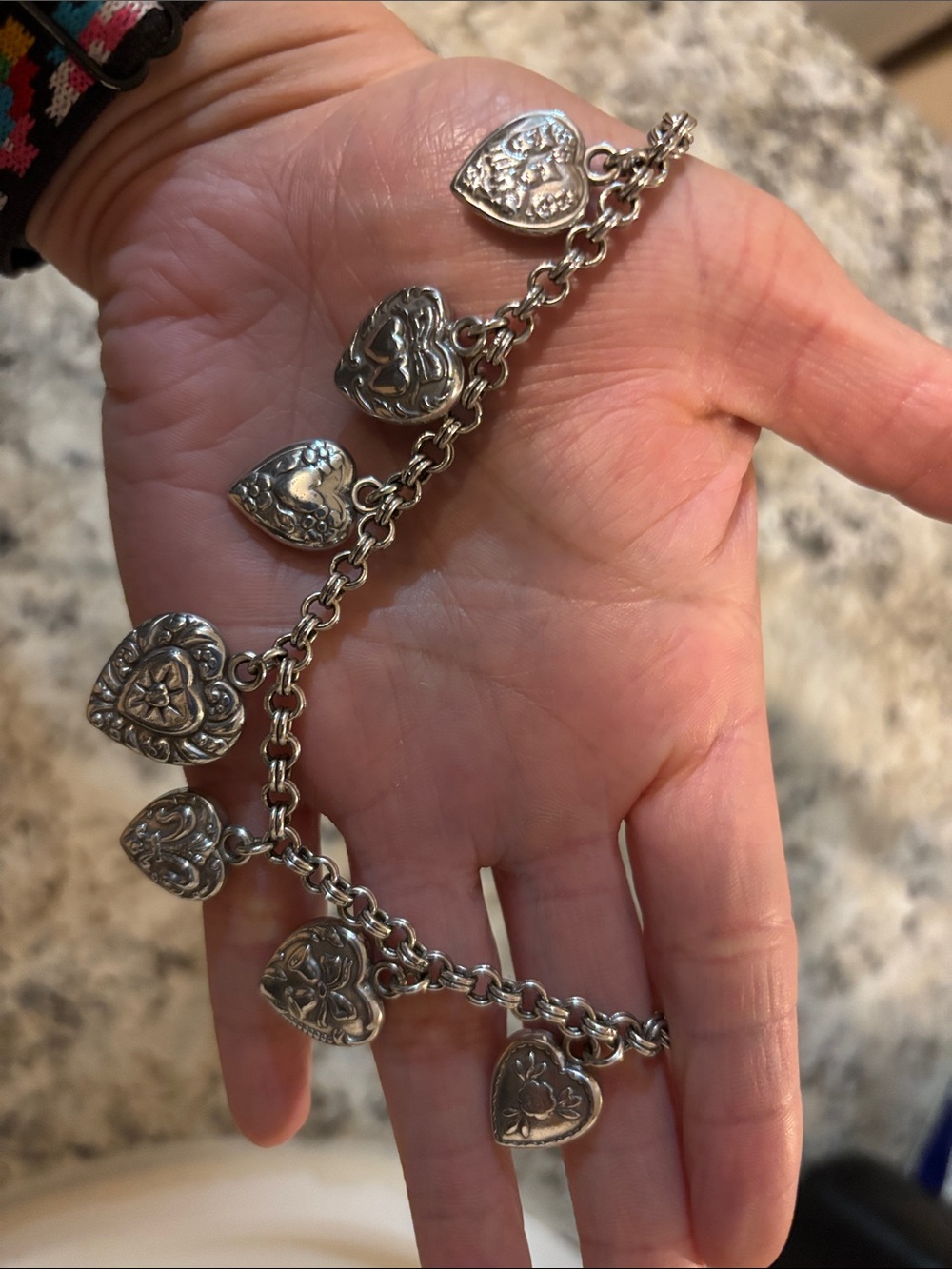 Silver Heart Charm Bracelet - Silver Heartlink Charm Bracelet